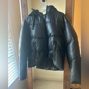Zara Black Faux Leather Puffer